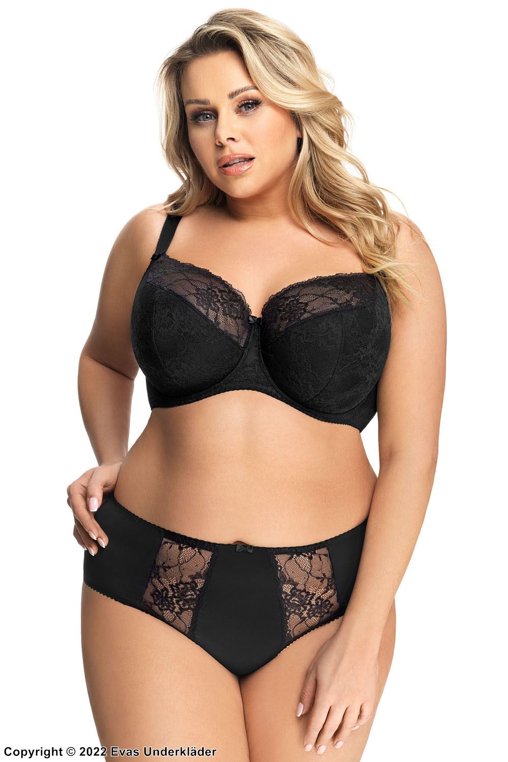 Romantic bra, lace overlay, B to J-cup